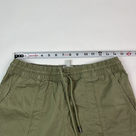 Garnet Hill Olive Green Salt Washed Chino Jogger Pants size S Pima Cotton - Picture 7 of 14